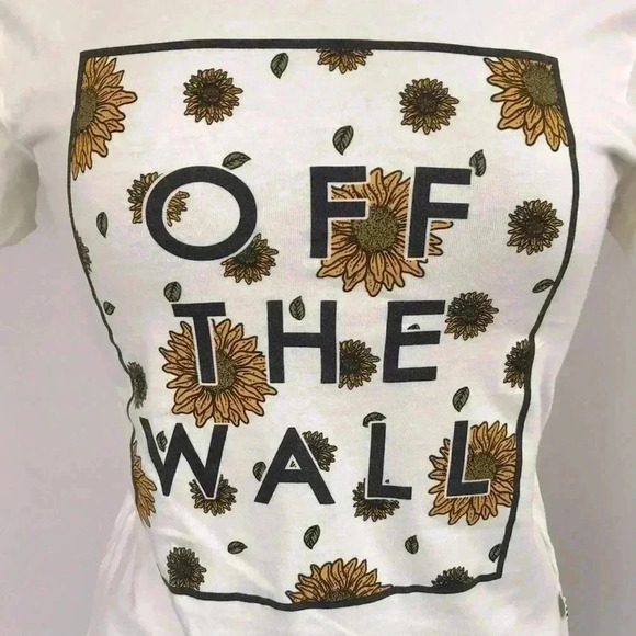 Vans Off The Wall Spell Out Floral Tee Size XS - Picture 4 of 5